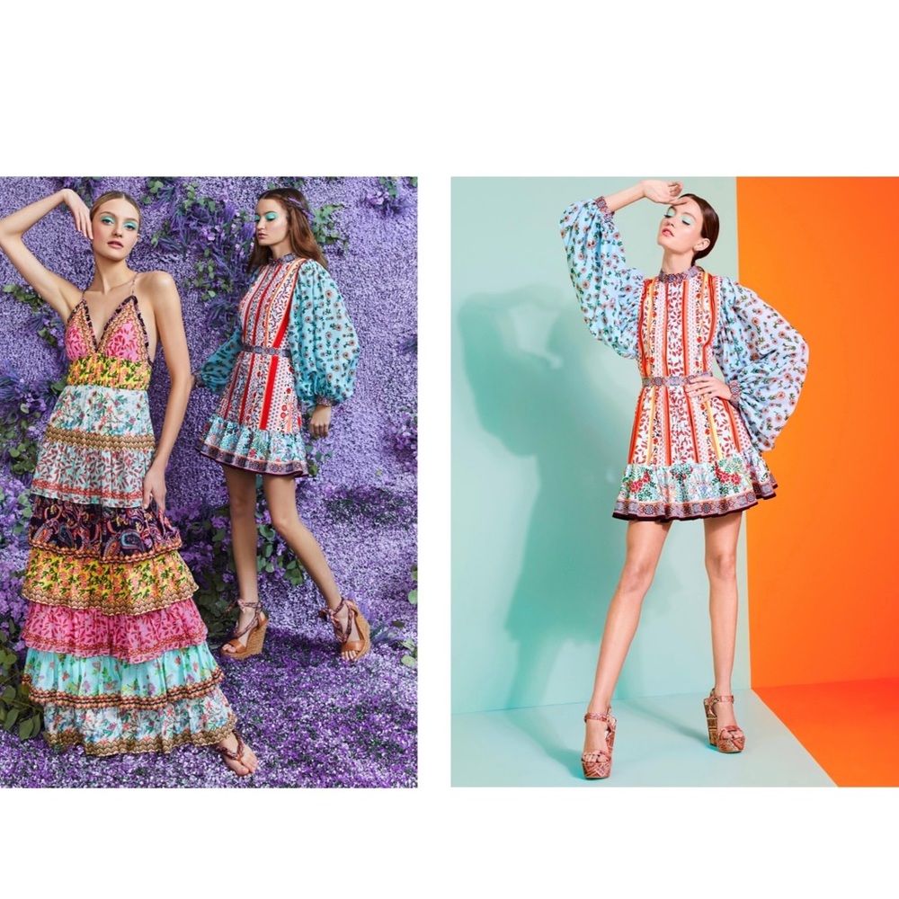 Alice + Olivia Raya Mandarin Collar Dress in Paloma